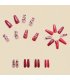 NA088 - Dark Red Flower Manicure Nails